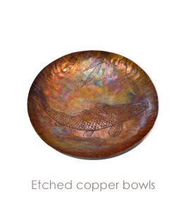 Mary Baranowski-Lowden: Etched copper bowls